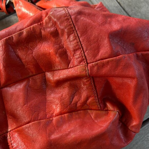 BCBGMaxAzria Orange Leather Large Hobo Shoulder Bag - Picture 10 of 12